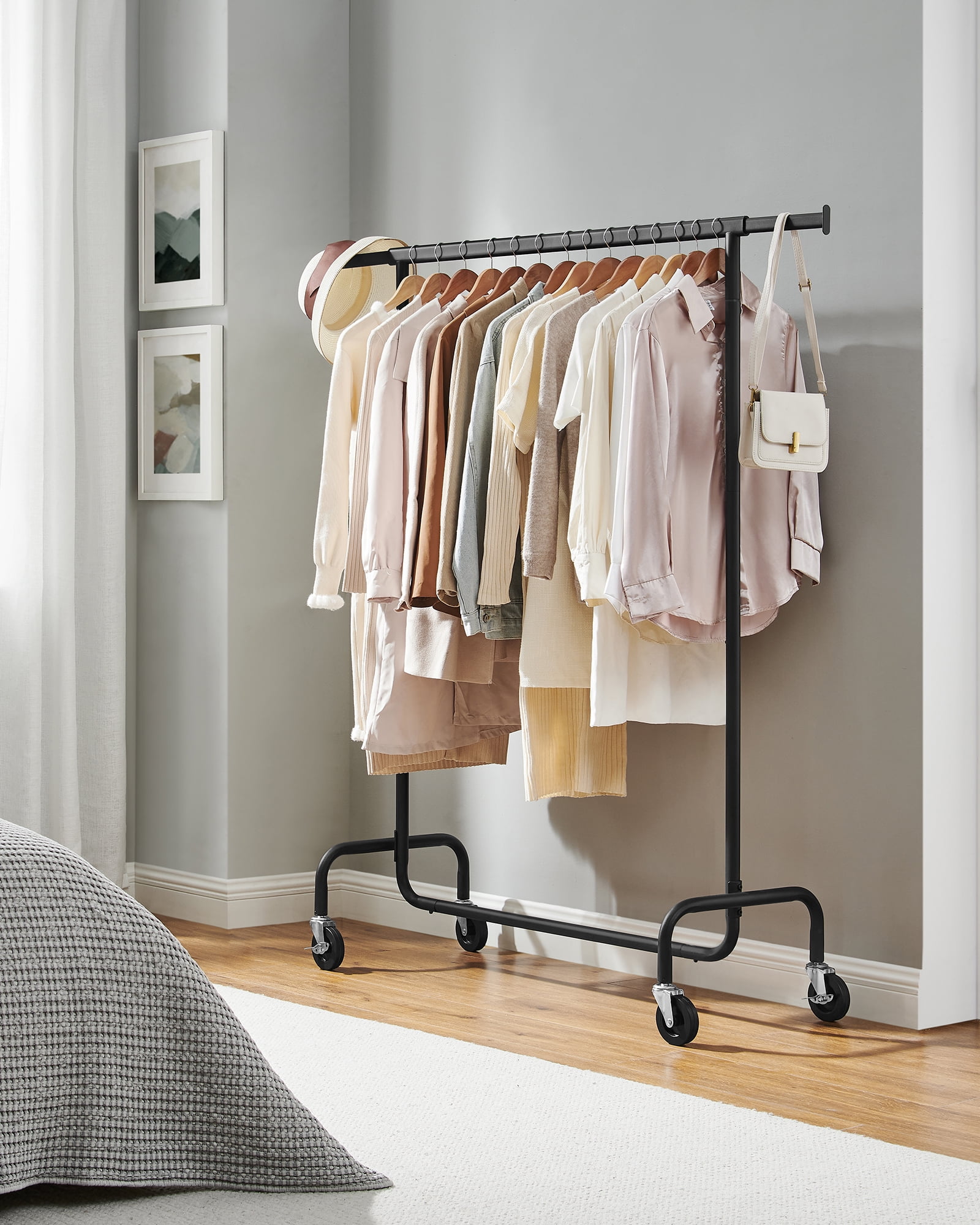 Garment Rack Extendable Extendable Hanging Rod Clothes Rack with Wheels Heavy-Duty Garment Rack ...