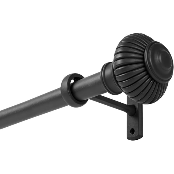 Extendable Heavy Duty Curtain Rod 32-240 Inches - Adjustable Tension Rod for Wide Windows, Black Space-Saving Design with Brackets (1 Pack)