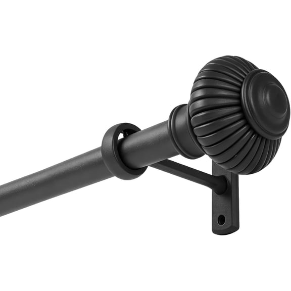 Extendable Heavy Duty Curtain Rod 32-240 Inches - Adjustable Tension Rod for Wide Windows, Black Space-Saving Design with Brackets (1 Pack)