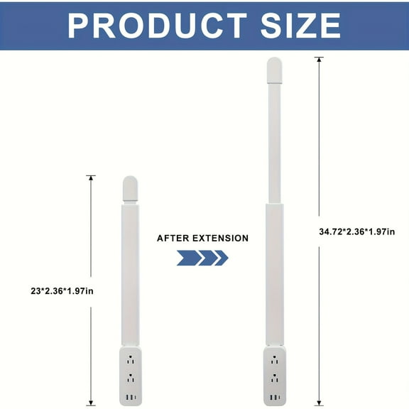 Extendable Heavy-Duty Outlet Extender (22"-34") - 2 AC Outlets + USB-A/USB-C Ports, 180 Rotating Plug, Space-Saving Power Strip for Nightstand/Desk/Travel/Outdoor, Smart Device Compatible