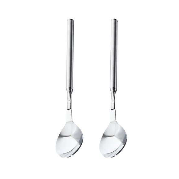 Extendable Ice Cream Spoons Set of 2 with Extendable Handle, Silver Stainless Steel, for Travel and Camping