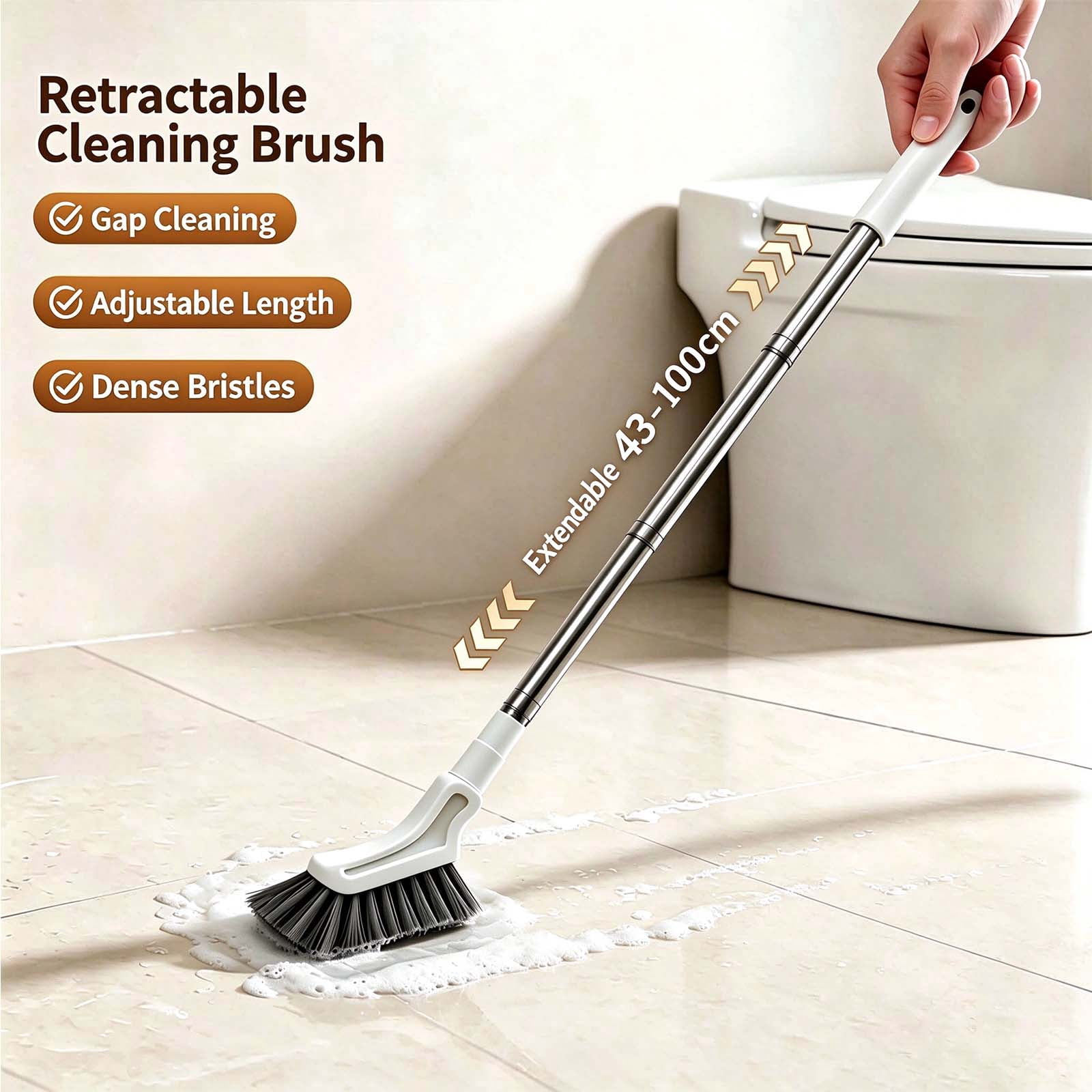 Extendable Long Handle Cleaning Brush, Telescopic Bathroom Scrub Brush ...