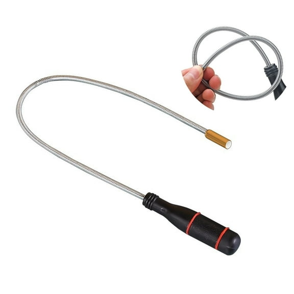 Extendable Magnet Pickup tool, Magnetic Pick Up tool, 24 in Flexible Shaft, Black Red Striped Grip, Loose Scrap Metal Collection, Hard-to-Reach Workspace, 1 Pc