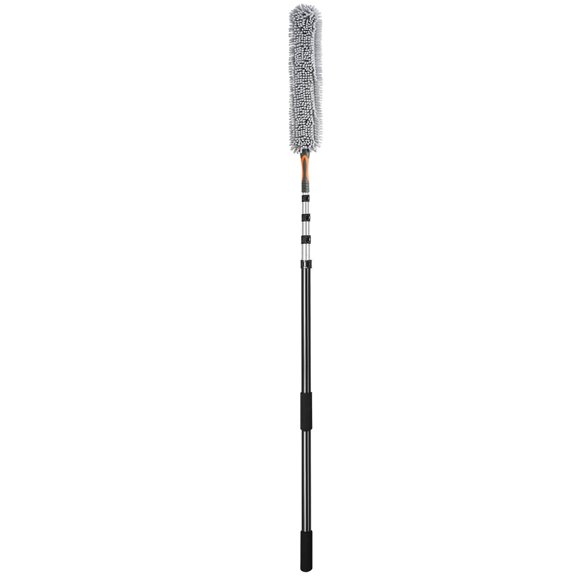 Extendable Manual Pole Saw 4.9-20 Ft, Tree Pruner with Sharp Steel Blade & Lightweight Aluminum Pole, Includes Chenille Brush for Palm Tree and Shrub Trimming