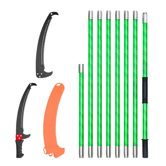 Extendable Manual Pole Saw Tree Pruner 3.87-27ft with Durable 65Mn Steel Blade for Efficient Tree Trimming and Pruning