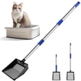 thumbnail image 1 of Extendable Metal Cat Litter Scoop with Long Adjustable Handle 21 to 39.5 Inches, Heavy Duty Sifting Shovel for Litter Box, No Bend Design for Cats Chickens Small Pets, Ergonomic Non Slip Grip, Black, 1 of 6