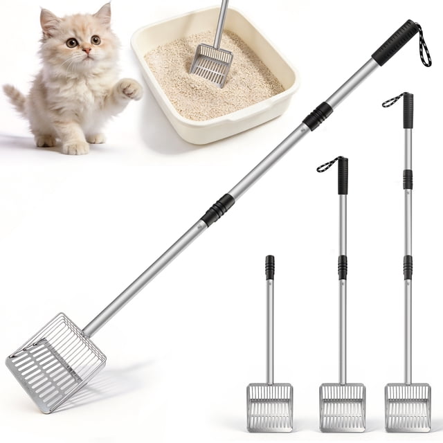 Litterbug Stickers Extendable Metal Cat Litter Scoop, Long Handle Stainless Steel Litter ...