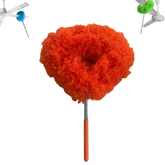 Extendable Microfiber Cleaning Duster with Fluffy Washable Head, Retractable Long Handle Dust Brush for Ceiling, Fan, Furniture and Car Interior