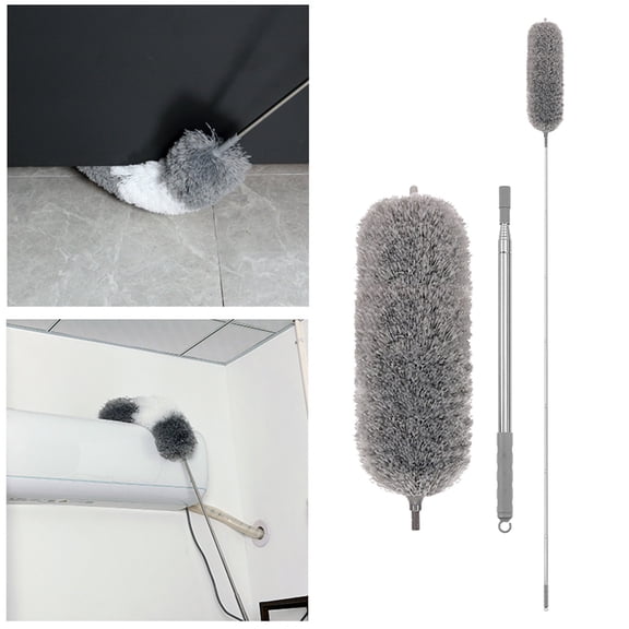 Extendable Microfiber Duster With Stainless Steel Pole Bendable Head For High Ceiling Fan Dusting Spring Cleaning Essentials