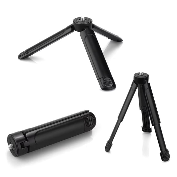 Extendable Mini Tripod Stand with 1/4" Screw Mount - Portable Desktop & Handheld Tripod for GoPro, DJI Osmo, Insta360 Action Cameras & Smartphones, for Vlogging, Live Streaming & Photography