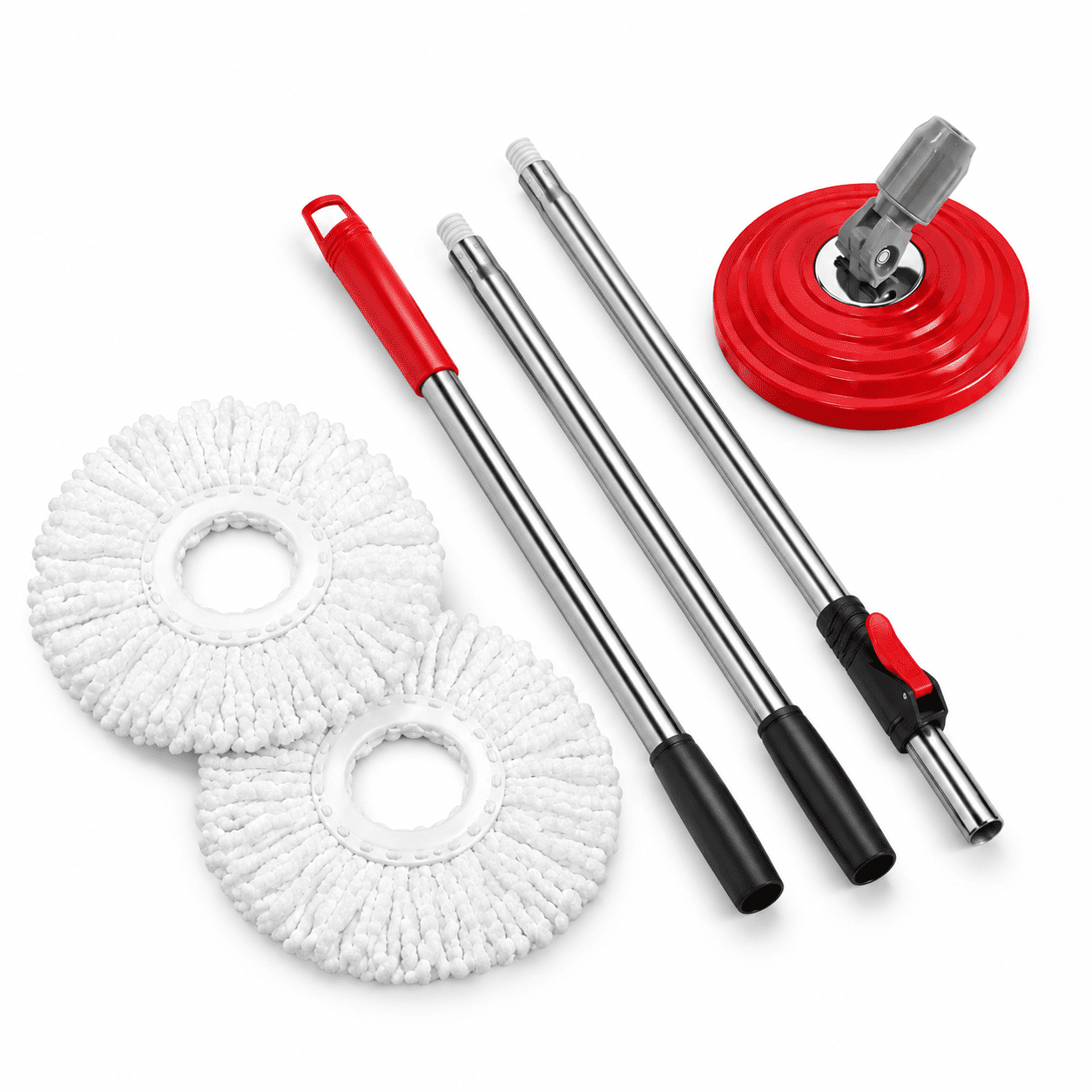 Meat Mop Extendable Mop Handle Set With 2fiber Heads And Plate Black - Walmart.com
