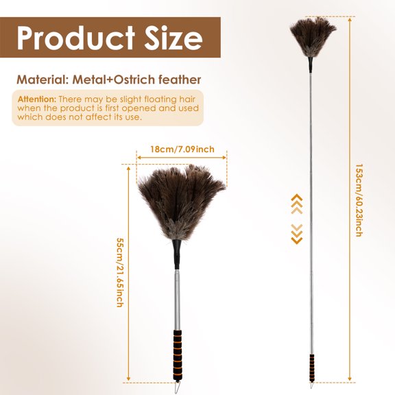 Extendable Ostrich Feather Duster Telescopic Handle Ceiling Fan Duster Ellipse Head Anti-Static Reusable Feather Duster for Lampshades Blinds Furniture red