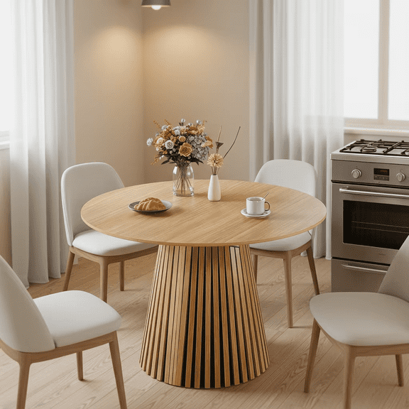 Extendable Oval Table with Removable Leaves,Kitchen Dinner Table for 6-10 People