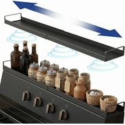 Extendable Over the Stove Shelf (16–31 Inch), Magnetic Shelf for Back of Stove, Adjustable Steel Spice Rack Organizer for Kitchen