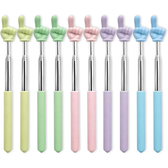 Extendable Pointer Finger Stick, Telescoping Hand Pointer Finger | 5 count Retractable Pointing Stick Reading Aid for Presentation Whiteboard Classroom Teacher Supplies