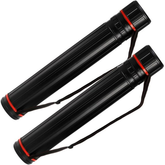 Extendable Poster Tube 25"-43" Telescoping Design with Strap - Art, Blueprint Storage & Travel Protection Carrying Case - 2 Pack