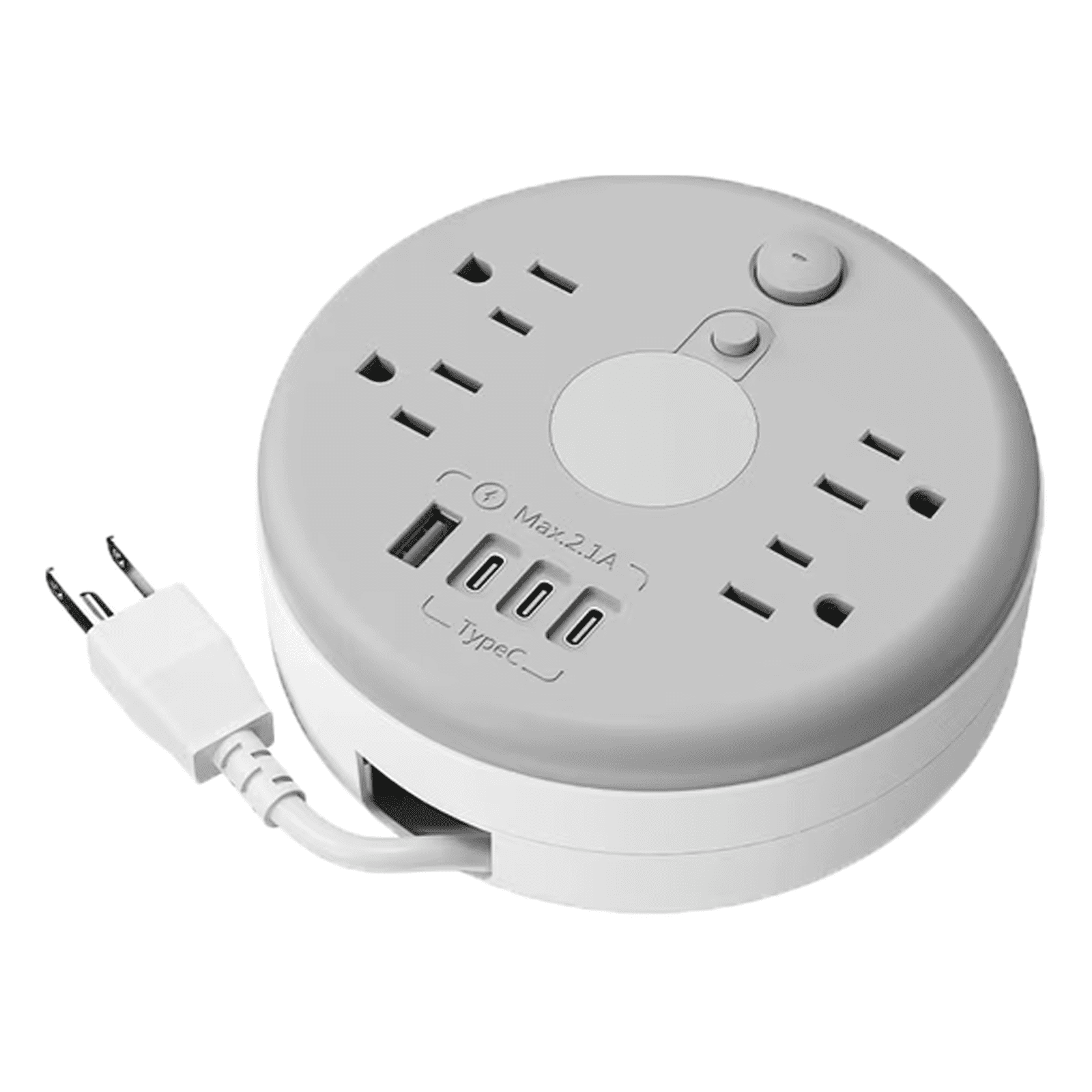 Extendable Power Socket Extender with 1.8m Retractable Cord, 4 AC Outlets, USB-A and USB-C Ports for Bedside, Desk, Sofa