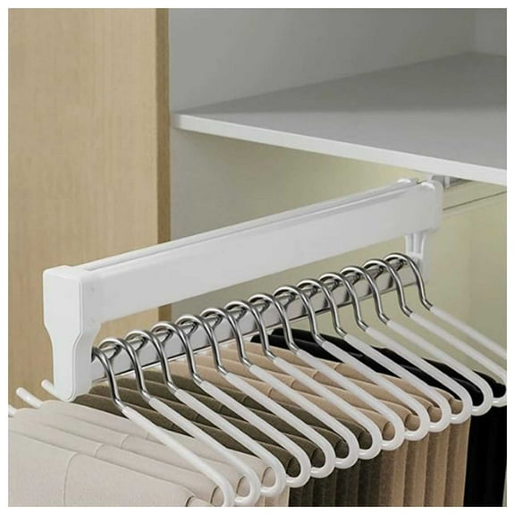Extendable Pull Out Closet Rod,Wardrobe Pull-Out Trousers Rack, 30-60cm Pull Out Clothes Rail for Pants Clothing Storage