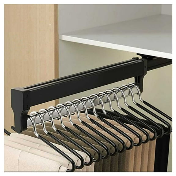 Extendable Pull Out Closet Rod,Wardrobe Pull-Out Trousers Rack, 30-60cm Pull Out Clothes Rail for Pants Clothing Storage