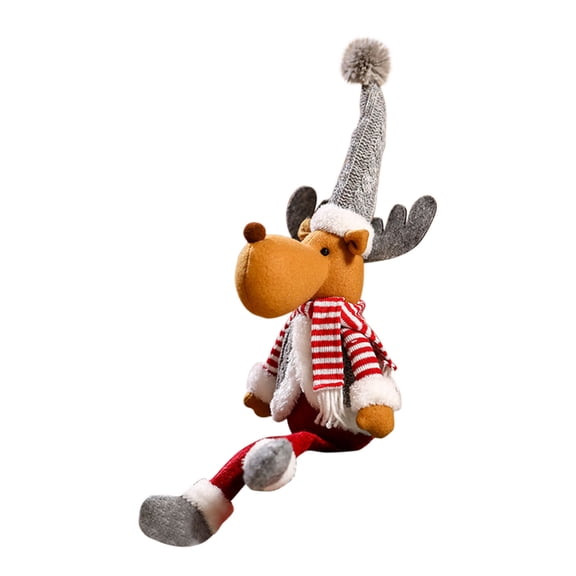 Extendable Reindeer Doll Christmas Decor Stretchable Santa's Deer Toy For Window Display Mantel Tree Decorations Festive Interactive Party Props For Home