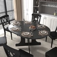 thumbnail image 1 of Extendable Round Dining Table for 4-6, 43"-59" Wood Oval Kitchen Table with Removable Leaves and x-Shaped Base, Space Saving Farmhouse Dinner Table, 1 of 9