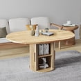 thumbnail image 1 of Pusnapku Extendable Circle Dining Table for 4-8, Modern 43"-59" Oval Kitchen Table with Storage, Fluted Sliding Door, Round Pedestal, for Living Room, 1 of 10