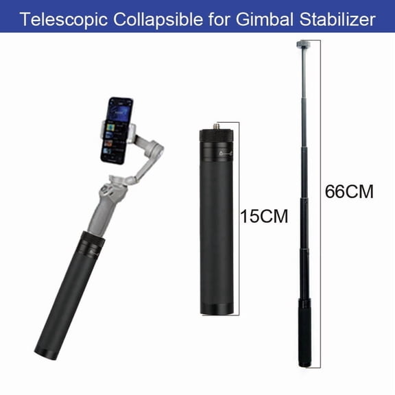 Extendable Selfie Stick Pole, 1/4" Screw Thread Extension Rod, 15-66cm Adjustable Telescoping Monopod for Action Cameras, Smartphones, Live Streaming & Vlogging, Lightweight Aluminum Alloy