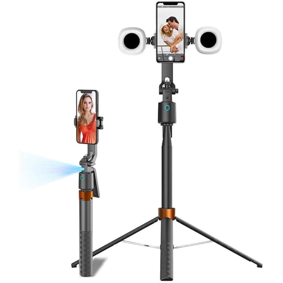 Extendable Selfie Stick Tripod, 360° Rotation Phone Camera Stand with Remote and Gesture Control, Auto Face Tracking Phone Holder, Shooting Stand for iPhone, Android, Camera, Video Recording