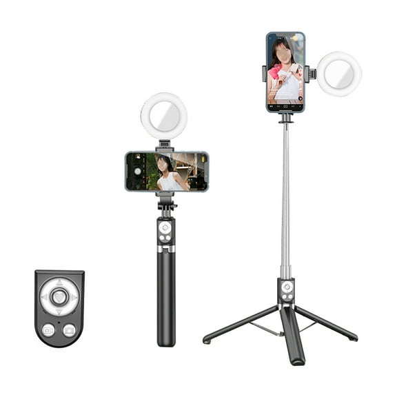 Extendable Selfie Stick with Tik Tok Rechargeable Wireless Remote, Tripod Stand and Light