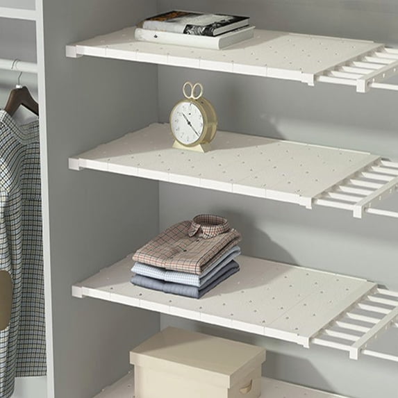 Extendable Shelf,Wardrobe Organiser, Shelf Organiser, Closet Shelf Wardrobe Storage Rack Retractable Airing Cupboard Organiser for Kitchen