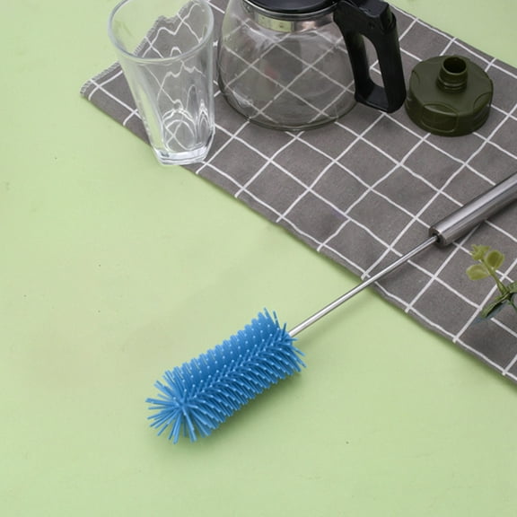 Extendable Silicone Bottle Cleaning Brush | 15.8 Inch Baby Bottle & Water Bottle Scrubber | Dish Brush for Cups, Mugs & Wine Glasses | Pink or Blue