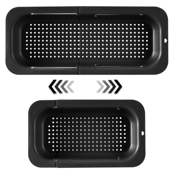 Extendable Sink Colander Strainer Basket - Wash Vegetables and Fruits, Drain Cooked Pasta and Dry Dishes - Adjustable Over the Sink Colander Collapsible Drainer Basket -Gray