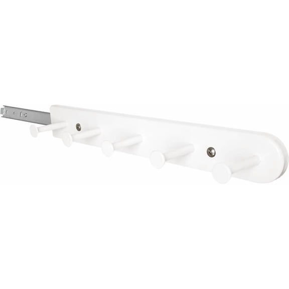 Extendable Sliding Wardrobe Hook Rail with Hardware Pull Out Closet Rod Clothing Hanging Hooks Organizer for Home, Office, Hotel (6 Hooks)