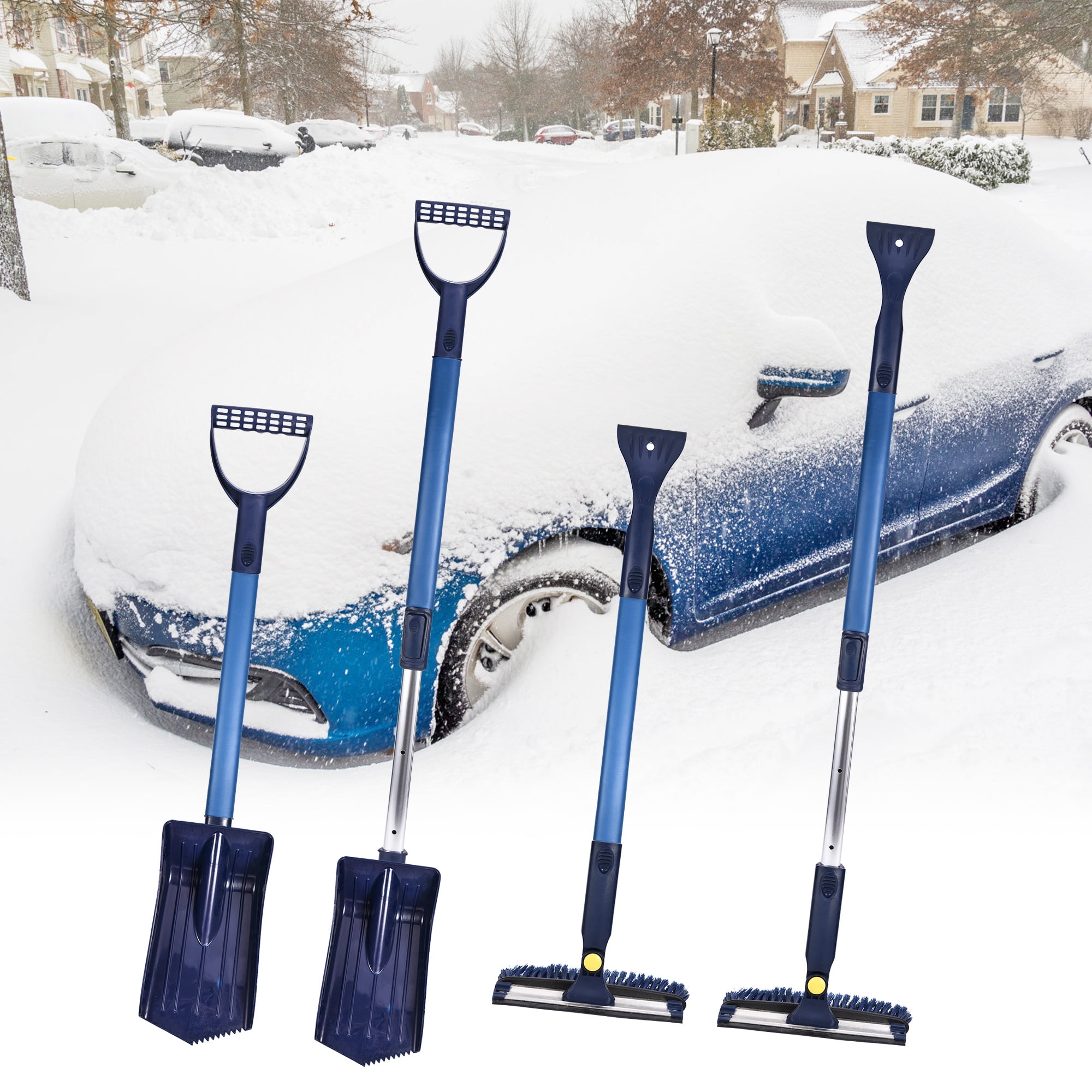Spencer 24 Inch Extendable Snow Brush with Squeegee Ice Scraper Auto Snow  Removal Telescoping Foam Grip for Car Truck SUV Windshield