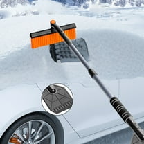 Extendable Snow Brush with Ice Scraper - Christmas & Winter Safe Driving, Detachable Foam Grip Snow Removal Tool for Car Windshield, Truck & SUV, Pivoting PVC Brush for Winter Use, Black