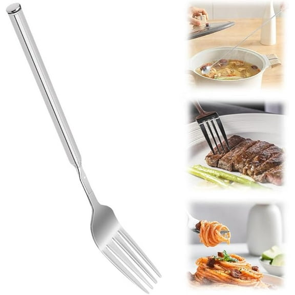 Extendable Stainless Steel Fork for Grilling BBQ Baking and Outdoor Dining Expandable Kitchen Gadget for Fruit Dessert and Vegetables