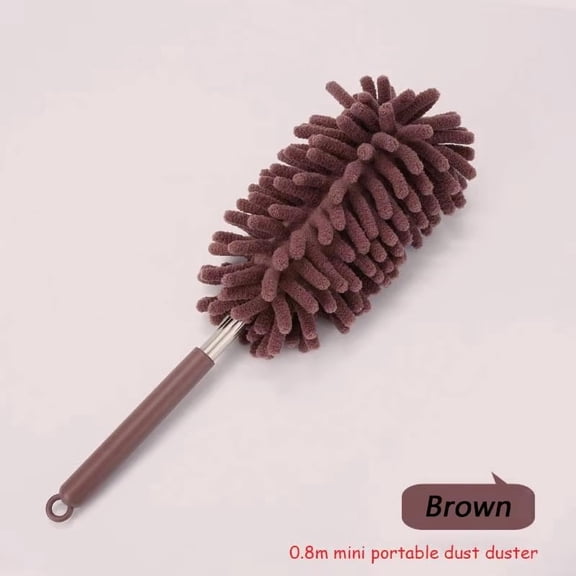 Extendable Static Duster for Home Cleaning, 11.8" Retractable Dust Brush for Ceiling, Wall & High Surfaces, Efficient Household Cleaning Tool,Brown