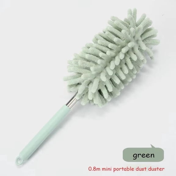 Extendable Static Duster for Home Cleaning, 11.8" Retractable Dust Brush for Ceiling, Wall & High Surfaces, Efficient Household Cleaning Tool,Green