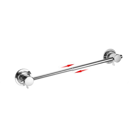 Extendable Suction Cup Chrome Towel Bar, Adjustable 17-28 Inch No Drilling Bath Rack
