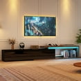 thumbnail image 1 of ANPOO Extendable TV Stand Cabinet with Drawers & LED Light, High Gloss Modern Minimalist Entertainment Center for Up to 120" TV, Reversible Extra Long TV Media Console, Black & Walnut, 1 of 8