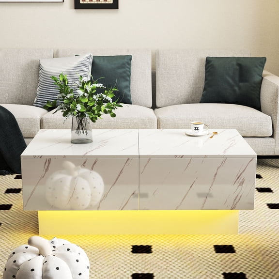 Extendable Table for Living Room | Sliding Top for Easy Adaptation | MDF and Particle Board Build | Hidden Storage to Declutter Your Area