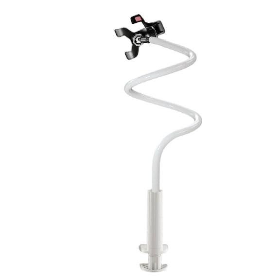 Extendable Tablet Stand Holder, Gooseneck Adjustable Flexible Long Arm Lazy Holder with Mount Clamp, for Bedside Desktops Dining Tables, White