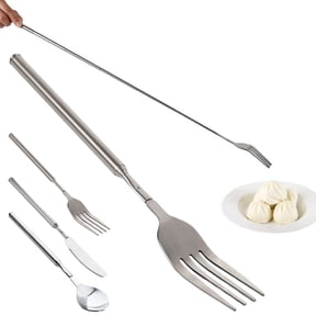 Extendable Telescopic Stainless Steel Fork, 8.7 to 25.4 Inch Adjustable Long Handle for BBQ and Dining