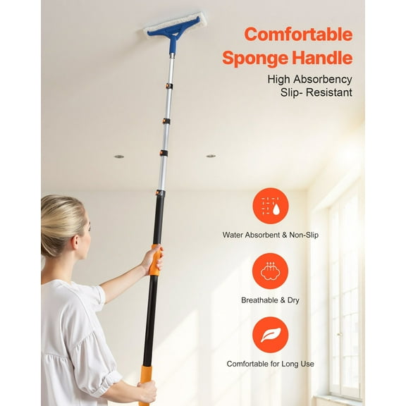 Extendable Telescoping Pole 4.66-19 FT, Heavy-Duty Paint Roller Extension Pole for Professional Cleaning & Painting