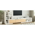 thumbnail image 1 of Extendable Tv Stand For 110" Tvs, 3 Tier Bookshelves, Adjustable White Entertainment Center With Storage Cabinets Living Room Cabinet To 126'', & Wood, Area, 1 of 6
