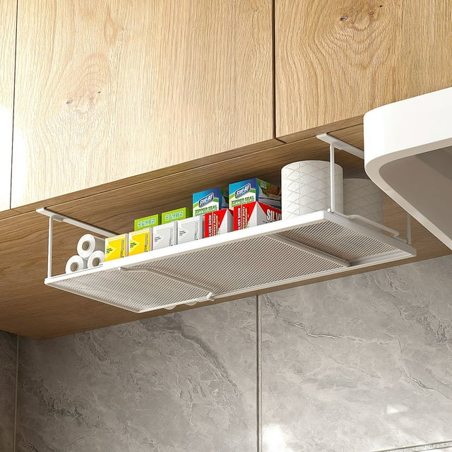 Extendable Under Metal Storage Shelf, Adjustable Organizing Rack for Kitchen, Pantry