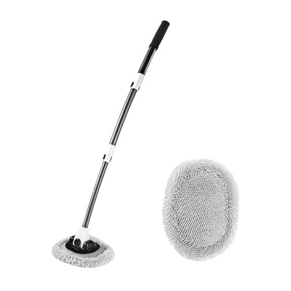 Extendable Vehicle Wash Mop With Soft Head and Angled Handle Tool for Car Exterior Roof Reach Washing at Home Use