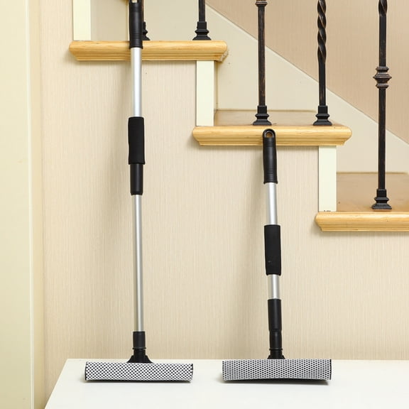 Extendable Window Squeegee With Microfiber And Rubber Blade, Multi Purpose Glass Cleaner For Home And Car Windshield, Shower Door, Mirrors, Tiles, Telescopic Handle, Anti Slip Grip