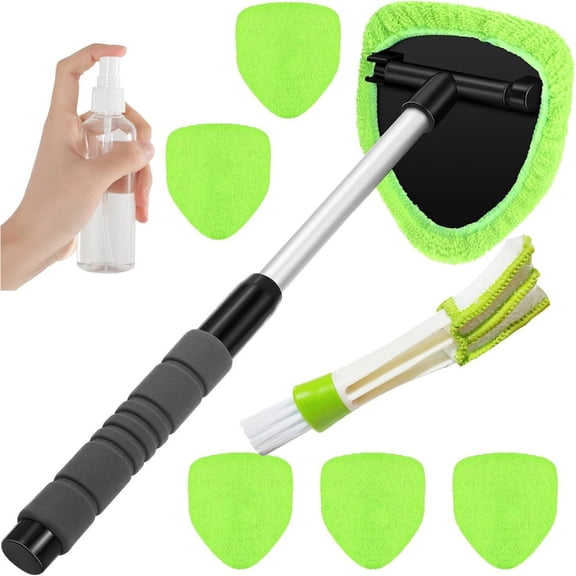 Extendable Windshield Cleaner With Rotating Head And 6 Microfiber Pad For Most Vehicle Type
