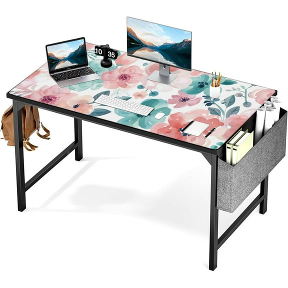 Extended 3XL Gaming Mouse Pad - 48"x24" Watercolor Flowers Mousepad, Stitched Edge, Waterproof Non-Slip Base Desktop Mat, Full Desk Coverage for Office Laptop